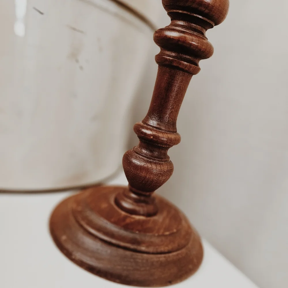 Vintage Glass + Wood Candle Holder - Picture 3 of 3